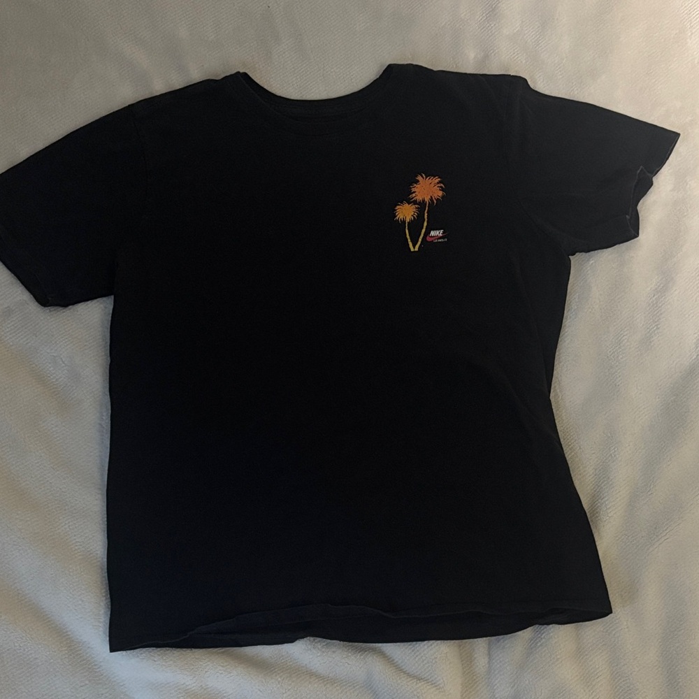 Black T-Shirt with Palm Tree Los Angeles Design